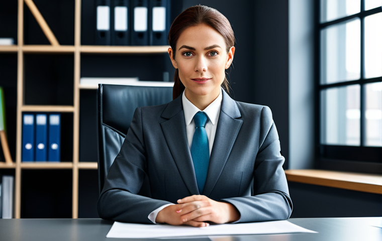 ** A professional businesswoman in a modest business suit, sitting at a desk in a modern office. She is fully clothed in appropriate attire, creating a safe and professional environment. Perfect anatomy, natural proportions. Professional photography, high quality.
**