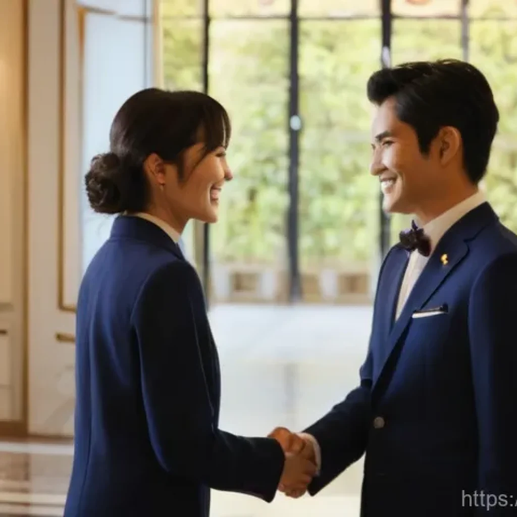 JLPT 자격증으로 호텔 업계 취업 성공 사례 - **Prompt 1: Warm Welcome at an Italian Luxury Hotel**
    A professionally dressed Italian female ho...