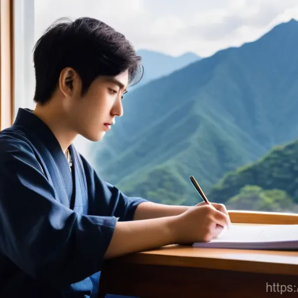JLPT와 일본어 시험 고급 교재 추천 - **Prompt 1: The Ascent of Advanced Japanese**
    "A determined young student, appearing in their ea...
