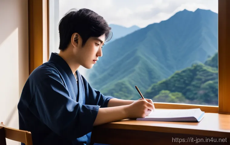 JLPT와 일본어 시험 고급 교재 추천 - **Prompt 1: The Ascent of Advanced Japanese**
    "A determined young student, appearing in their ea...