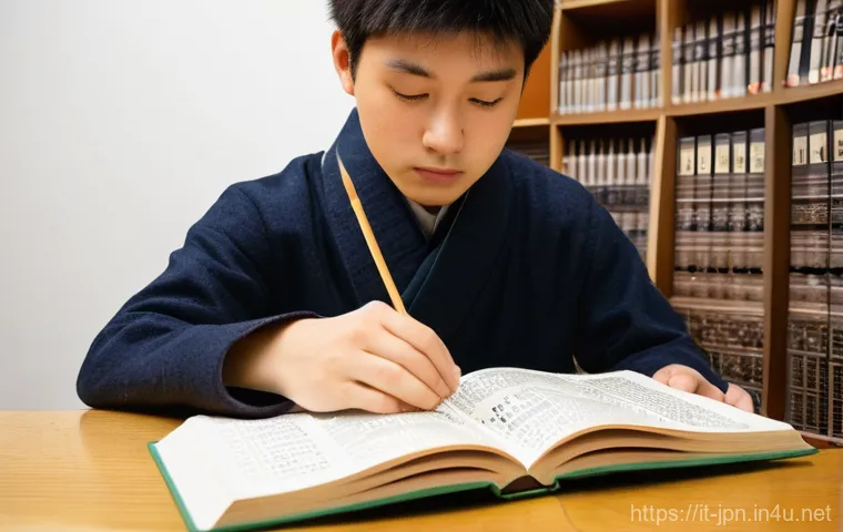 JLPT와 일본어 시험 고급 교재 추천 - **Prompt 1: The Ascent of Advanced Japanese**
    "A determined young student, appearing in their ea...
