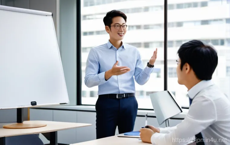 JLPT 취득 후 일본 내 스타트업 도전 사례 - **Prompt:** A diverse group of young professionals, including a non-Japanese person, in a modern, br...