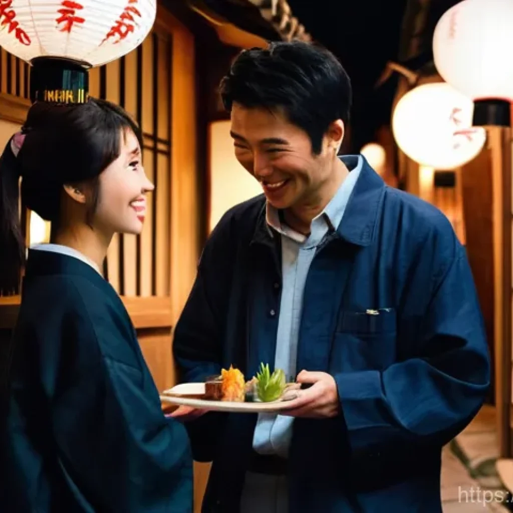 JLPT와 일본 내 관광 산업과의 연계성 - **"A warm and authentic interaction in a traditional Japanese setting:** A young woman, appearing to...