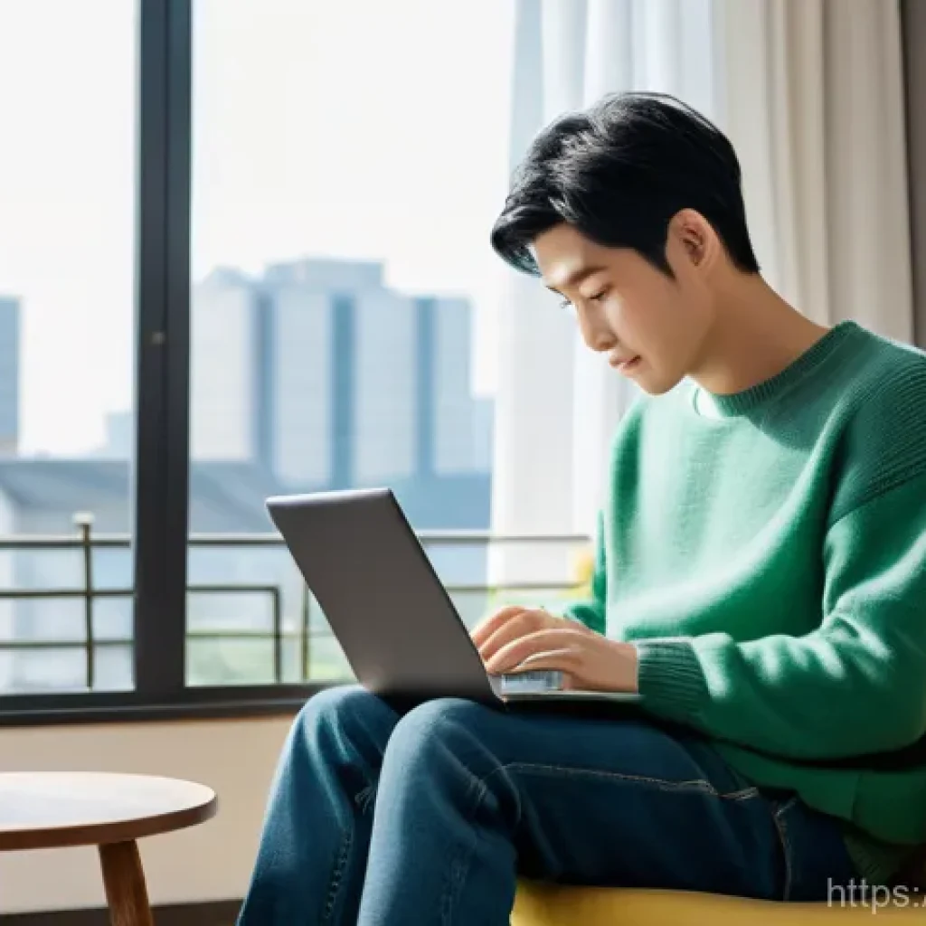 JLPT와 일본어 고급 학습 자료 - **Prompt: "A young adult (18-25 years old), gender-neutral, comfortably seated on a plush armchair i...