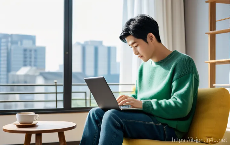 JLPT와 일본어 고급 학습 자료 - **Prompt: "A young adult (18-25 years old), gender-neutral, comfortably seated on a plush armchair i...