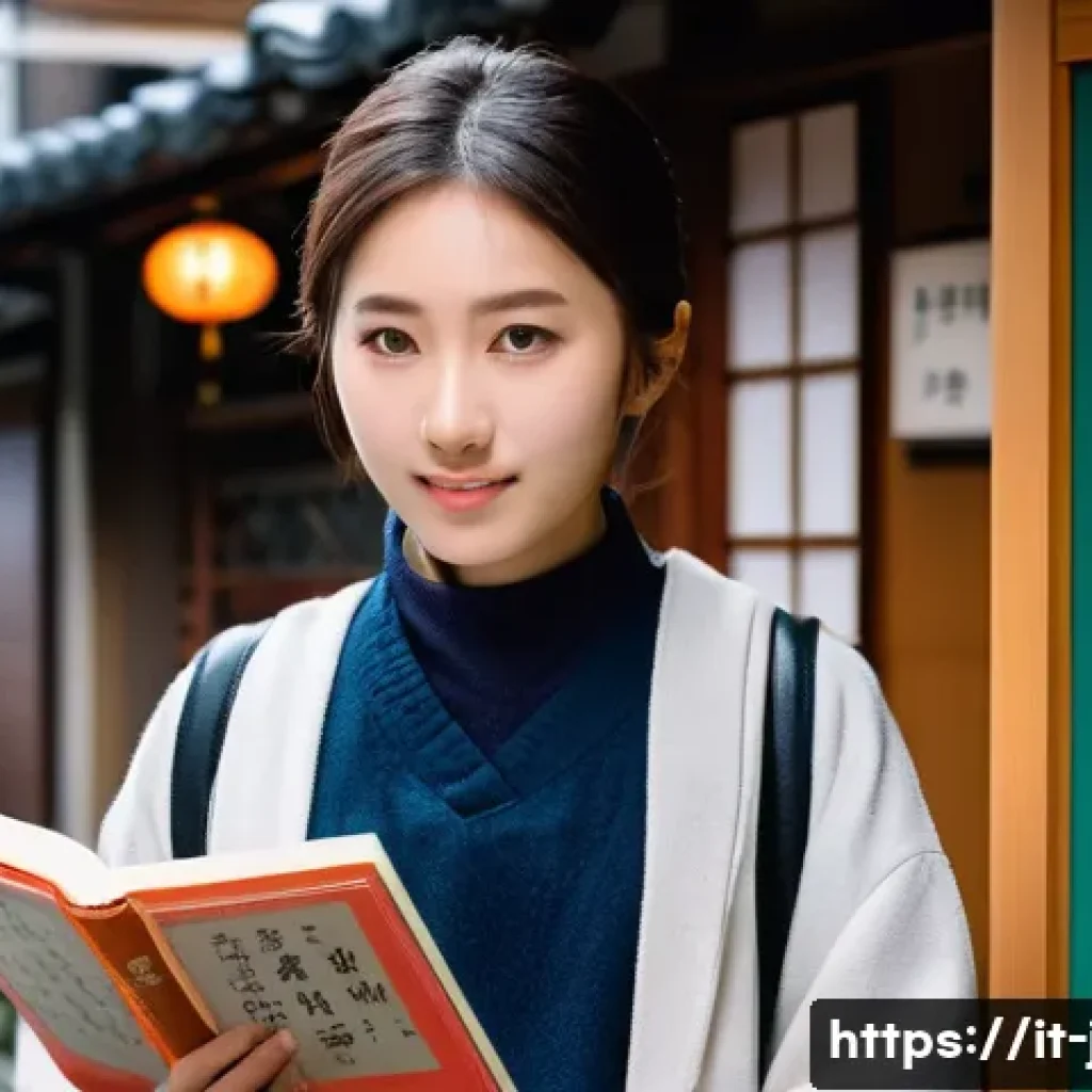 JLPT N1과 N2 차이점 및 학습법 - **Prompt:** A young, determined Italian student, mid-twenties, stands at the threshold of a vibrant,...