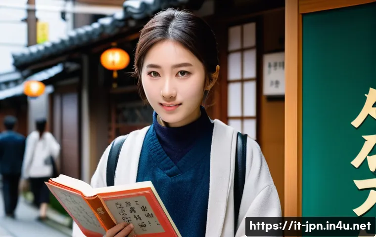 JLPT N1과 N2 차이점 및 학습법 - **Prompt:** A young, determined Italian student, mid-twenties, stands at the threshold of a vibrant,...