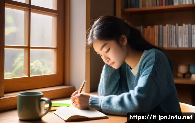 JLPT 문법 핵심 정리 - **Prompt 1: Focused Student in a Cozy Study Nook**
A bright and airy image of a young woman (app...
