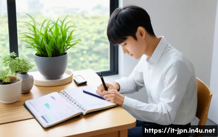 JLPT와 일본어 초급 강의 준비 방법 - A cozy study desk scene featuring a young adult learner surrounded by Japanese language study materi...