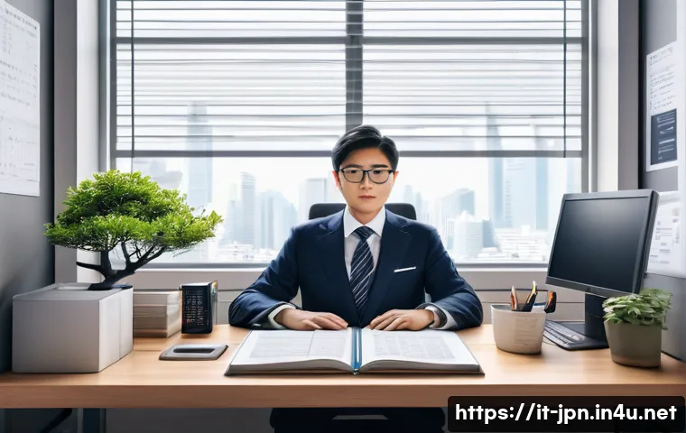 JLPT 시험과 일본어 통번역의 연관성 - A professional Japanese translator at a modern office desk, surrounded by dual monitors displaying J...