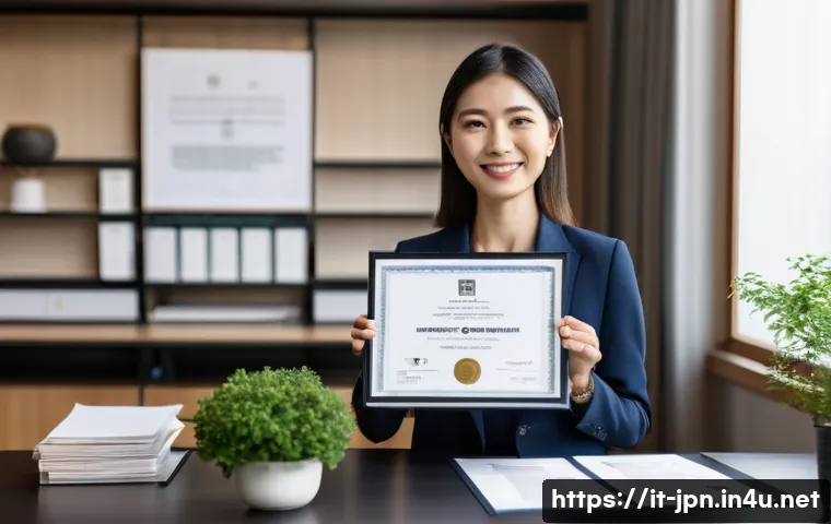JLPT 성적표를 활용한 경력 기술 방법 - A professional Italian office environment showcasing a mid-level businesswoman in her 30s wearing sm...