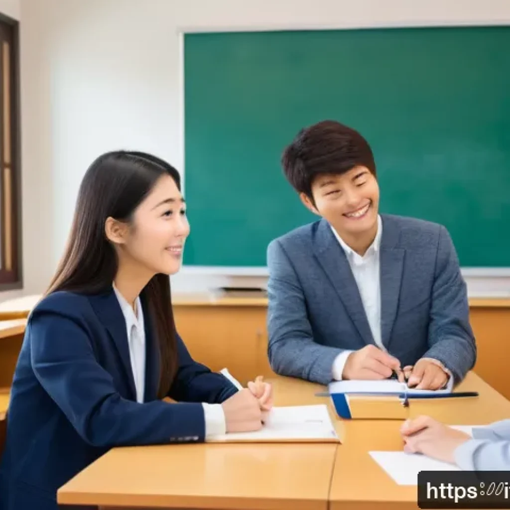 JLPT와 일본어 발음 교정 방법 - A detailed classroom scene showing an Italian adult learner practicing Japanese pronunciation with a...