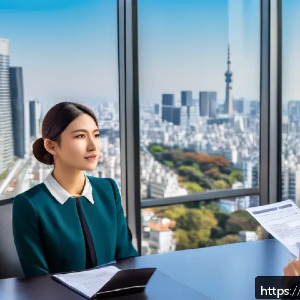 JLPT 자격증으로 일본 회사 이직 성공하기 - A professional young Italian woman in business attire, confidently presenting her Japanese Language ...