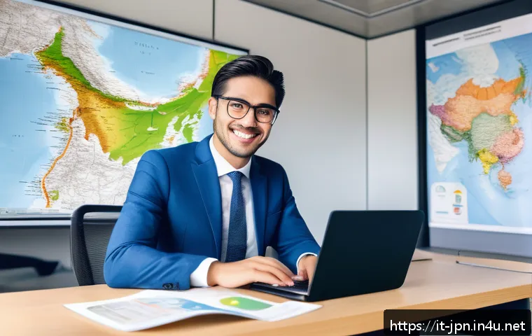 JLPT 자격증 취득 후 일본 여행사 취업 사례 - A professional Italian travel consultant in a modern office setting, engaging with Japanese clients ...
