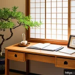 Home 22 JLPT 시험 공부 커리큘럼 작성법 - A cozy, well-organized study room bathed in warm natural light, featuring a wooden desk with colorfu...