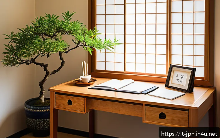 JLPT 시험 공부 커리큘럼 작성법 - A cozy, well-organized study room bathed in warm natural light, featuring a wooden desk with colorfu...