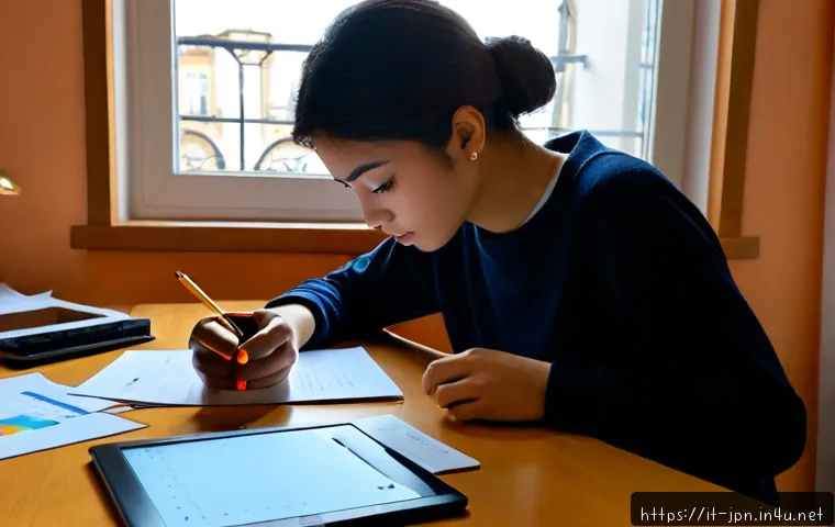 Home 17 JLPT 시험의 주요 변화와 대비책 - Photorealistic Italian university student preparing for a Japanese language proficiency exam at a br...