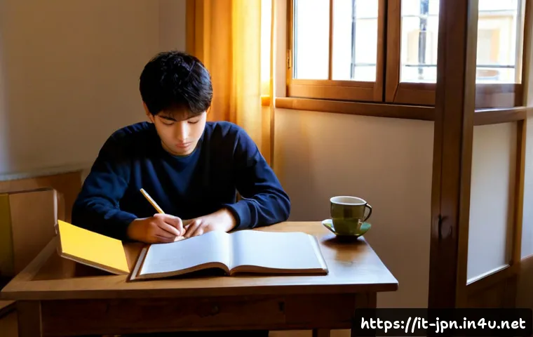 Home 17 JLPT와 일본어 고급 독해 학습 사례 - Photorealistic Italian university student preparing for an advanced Japanese reading proficiency exa...